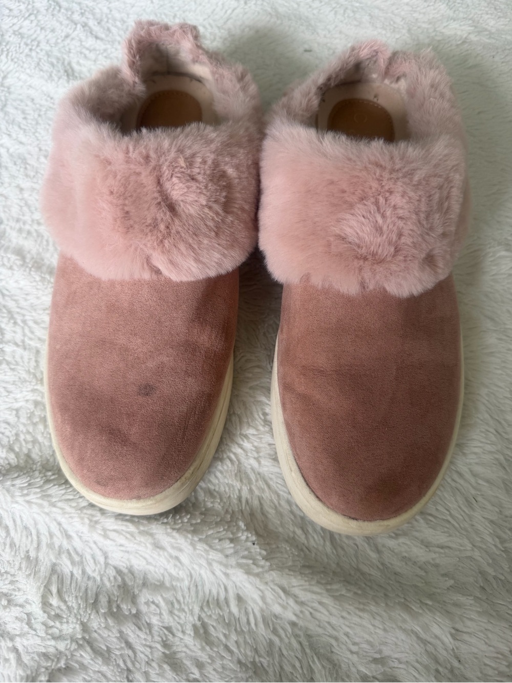 Lauren Conrad Womens Pink Fur Slip On Shoes Size 9